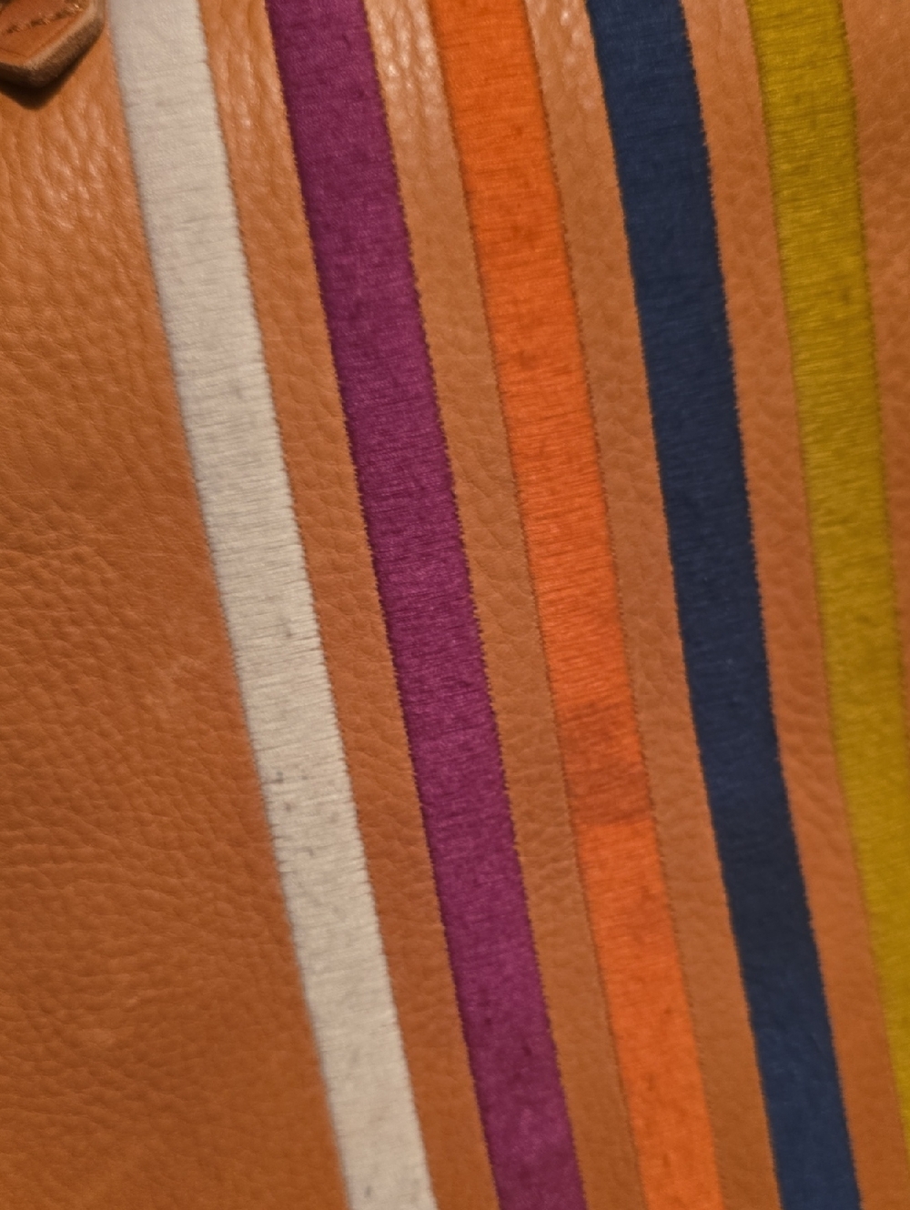 Madewell Leather Tote Bag with Multicolor Stripe Accent - Tan - Picture 2 of 7
